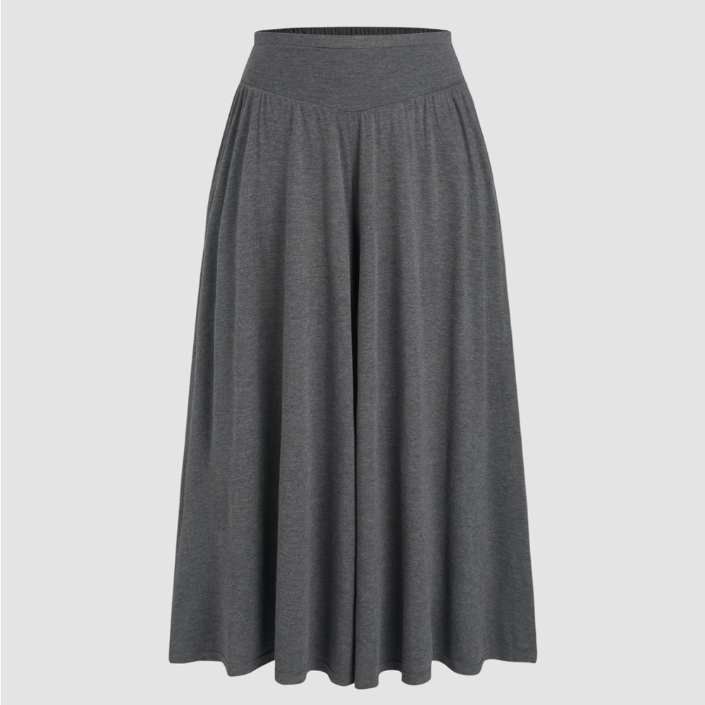 Cider plus size JERSEY MIDDLE WAIST RUFFLE POCKET WIDE LEG TROUSERS